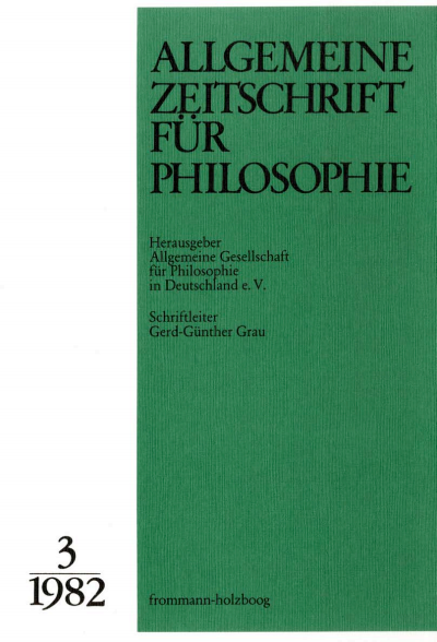 Cover of Volume: Allgemeine Zeitschrift für Philosophie (AZP) Volume 7 (1982), Edition 3