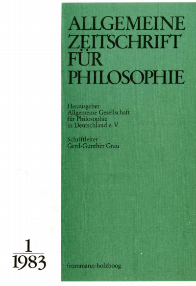 Cover of Volume: Allgemeine Zeitschrift für Philosophie (AZP) Volume 8 (1983), Edition 1
