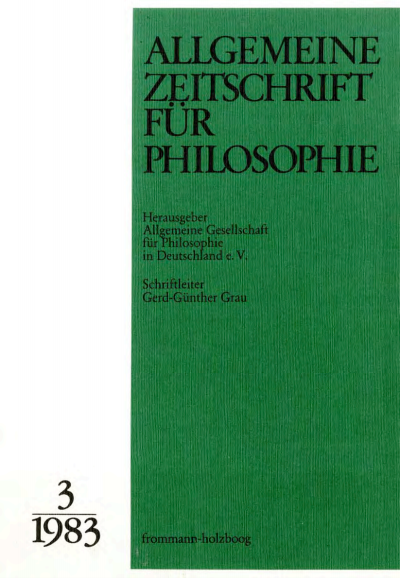 Cover of Volume: Allgemeine Zeitschrift für Philosophie (AZP) Volume 8 (1983), Edition 3