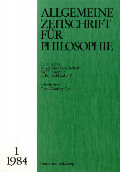 Cover of Volume: Allgemeine Zeitschrift für Philosophie (AZP) Volume 9 (1984), Edition 1
