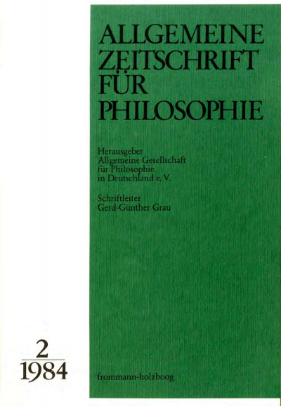 Cover of Volume: Allgemeine Zeitschrift für Philosophie (AZP) Volume 9 (1984), Edition 2
