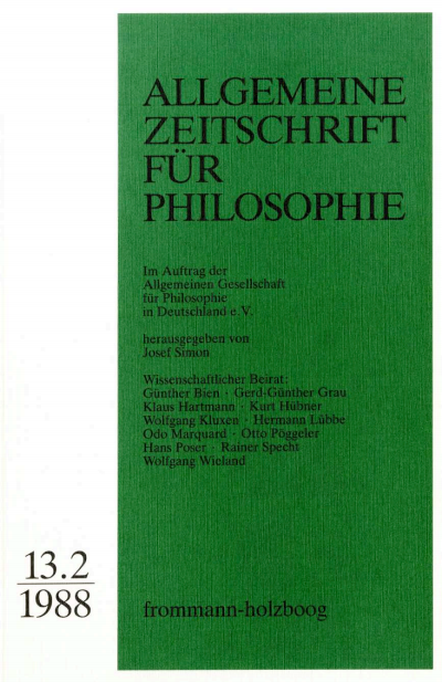 Cover of Volume: Allgemeine Zeitschrift für Philosophie (AZP) Volume 13 (1988), Edition 2