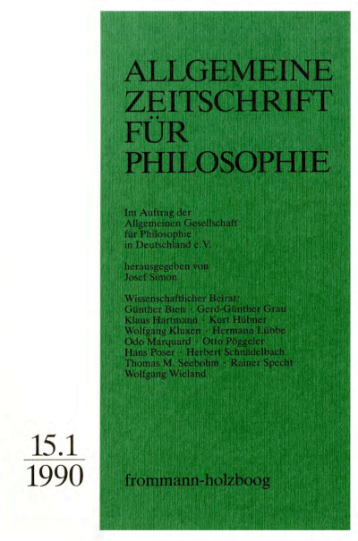 Cover of Volume: Allgemeine Zeitschrift für Philosophie (AZP) Volume 15 (1990), Edition 1