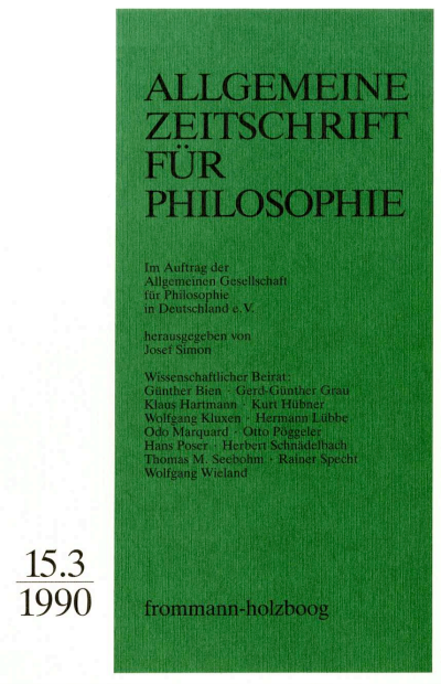 Cover of Volume: Allgemeine Zeitschrift für Philosophie (AZP) Volume 15 (1990), Edition 3