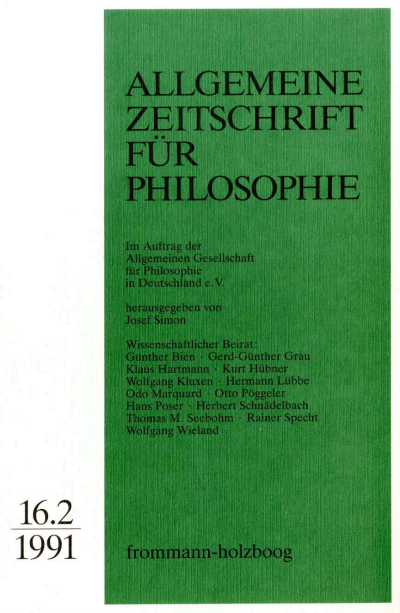 Cover of Volume: Allgemeine Zeitschrift für Philosophie (AZP) Volume 16 (1991), Edition 2