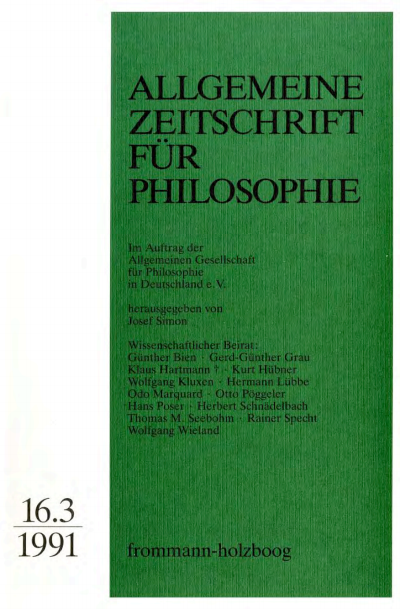 Cover of Volume: Allgemeine Zeitschrift für Philosophie (AZP) Volume 16 (1991), Edition 3