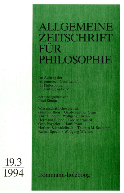 Cover of Volume: Allgemeine Zeitschrift für Philosophie (AZP) Volume 19 (1994), Edition 3