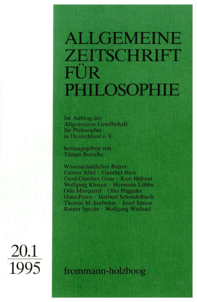 Cover of Volume: Allgemeine Zeitschrift für Philosophie (AZP) Volume 20 (1995), Edition 1