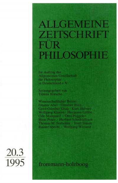 Cover of Volume: Allgemeine Zeitschrift für Philosophie (AZP) Volume 20 (1995), Edition 3