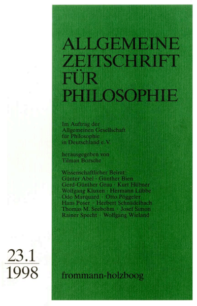 Cover of Volume: Allgemeine Zeitschrift für Philosophie (AZP) Volume 23 (1998), Edition 1