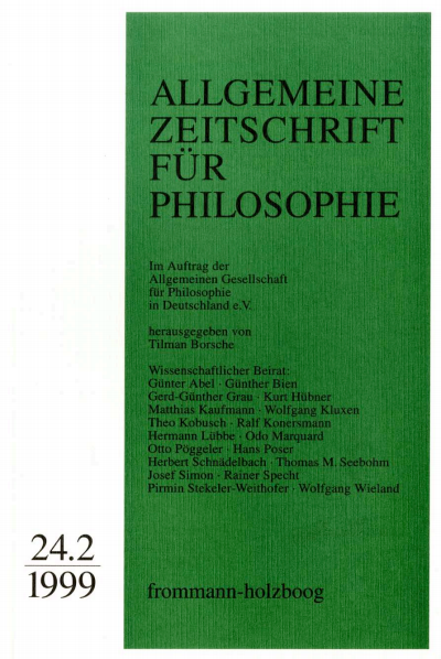Cover of Volume: Allgemeine Zeitschrift für Philosophie (AZP) Volume 24 (1999), Edition 2