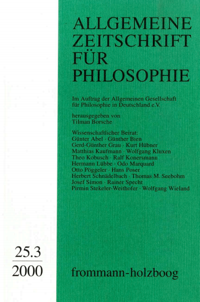 Cover der Ausgabe: Allgemeine Zeitschrift für Philosophie (AZP) Jahrgang 25 (2000), Heft 3
