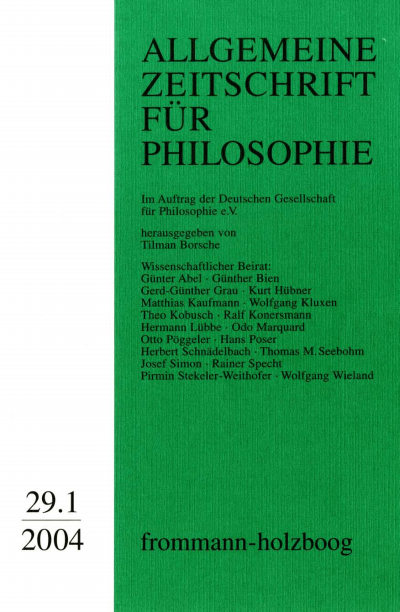 Cover der Ausgabe: Allgemeine Zeitschrift für Philosophie (AZP) Jahrgang 29 (2004), Heft 1