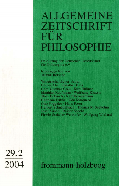 Cover der Ausgabe: Allgemeine Zeitschrift für Philosophie (AZP) Jahrgang 29 (2004), Heft 2