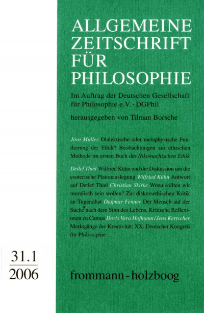 Cover der Ausgabe: Allgemeine Zeitschrift für Philosophie (AZP) Jahrgang 31 (2006), Heft 1