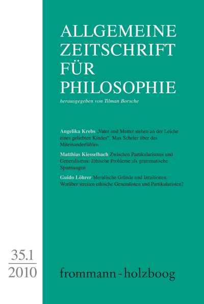Cover der Ausgabe: Allgemeine Zeitschrift für Philosophie (AZP) Jahrgang 35 (2010), Heft 1