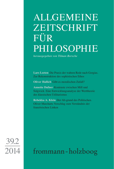 Cover der Ausgabe: Allgemeine Zeitschrift für Philosophie (AZP) Jahrgang 39 (2014), Heft 2