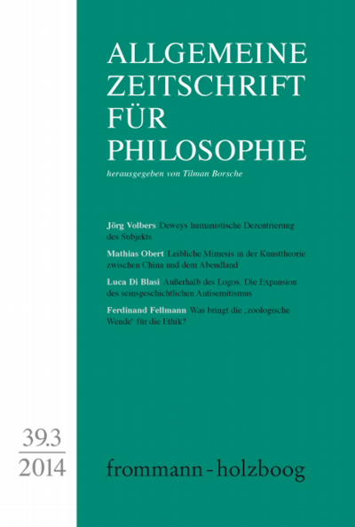Cover der Ausgabe: Allgemeine Zeitschrift für Philosophie (AZP) Jahrgang 39 (2014), Heft 3
