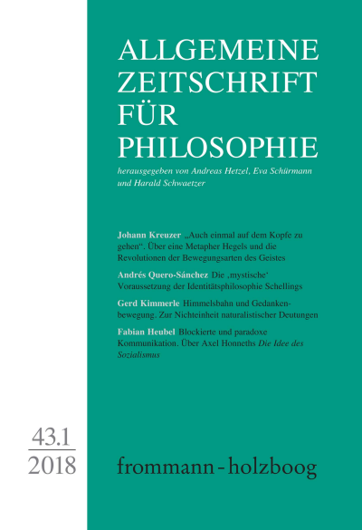 Cover der Ausgabe: Allgemeine Zeitschrift für Philosophie (AZP) Jahrgang 43 (2018), Heft 1