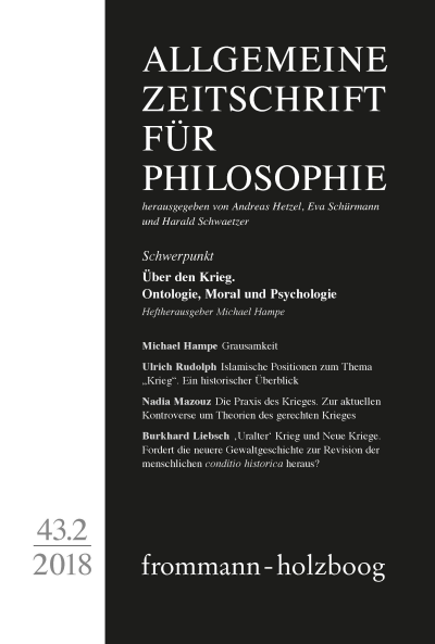Cover of Volume: Allgemeine Zeitschrift für Philosophie (AZP) Volume 43 (2018), Issue 2