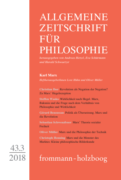 Cover der Ausgabe: Allgemeine Zeitschrift für Philosophie (AZP) Jahrgang 43 (2018), Heft 3
