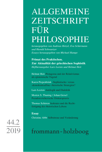 Cover der Ausgabe: Allgemeine Zeitschrift für Philosophie (AZP) Jahrgang 44 (2019), Heft 2