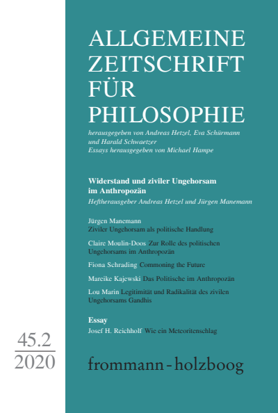 Cover der Ausgabe: Allgemeine Zeitschrift für Philosophie (AZP) Jahrgang 45 (2020), Heft 2