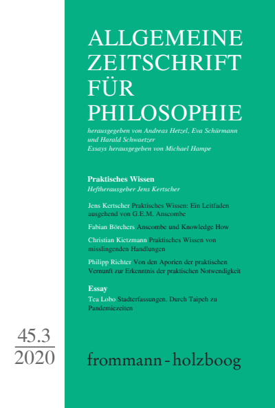 Cover der Ausgabe: Allgemeine Zeitschrift für Philosophie (AZP) Jahrgang 45 (2020), Heft 3