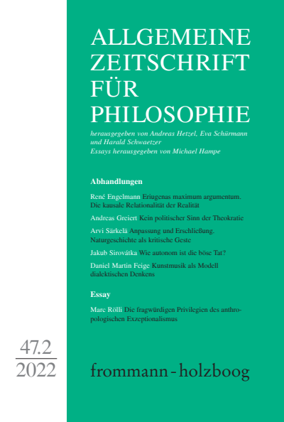 Cover der Ausgabe: Allgemeine Zeitschrift für Philosophie (AZP) Jahrgang 47 (2022), Heft 2
