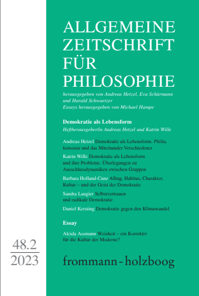 Cover of Volume: Allgemeine Zeitschrift für Philosophie (AZP) Volume 48 (2023), Edition 2
