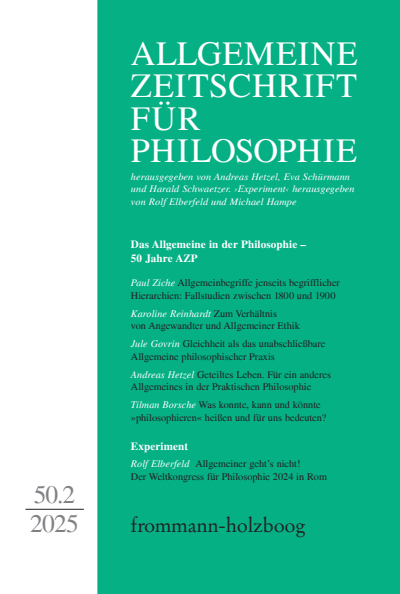 Cover of Volume: Allgemeine Zeitschrift für Philosophie (AZP) Volume 50 (2025), Edition 2