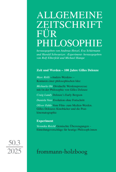 Cover der Ausgabe: Allgemeine Zeitschrift für Philosophie (AZP) Jahrgang 50 (2025), Heft 3