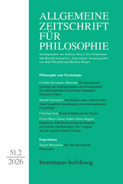 Cover der Ausgabe: Allgemeine Zeitschrift für Philosophie (AZP) Jahrgang 51 (2026), Heft 2