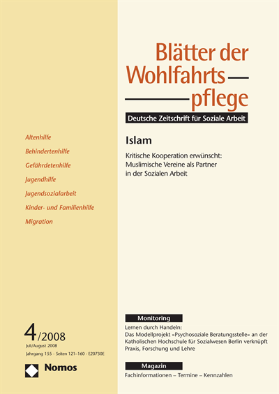 Cover der Ausgabe: Blätter der Wohlfahrtspflege (BdW) Jahrgang 155 (2008), Heft 4