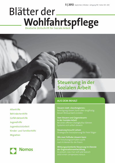 Cover der Ausgabe: Blätter der Wohlfahrtspflege (BdW) Jahrgang 159 (2012), Heft 5