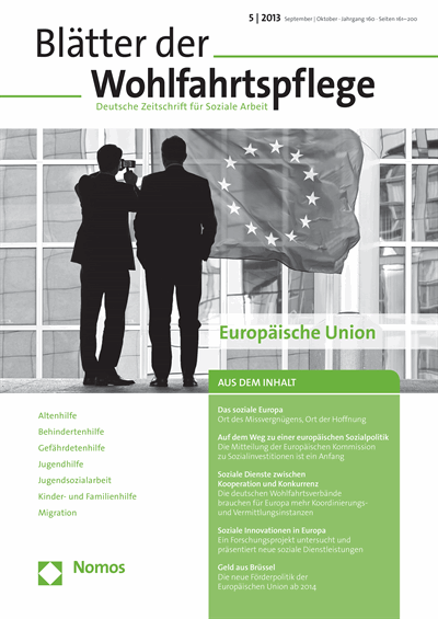 Cover der Ausgabe: Blätter der Wohlfahrtspflege (BdW) Jahrgang 160 (2013), Heft 5