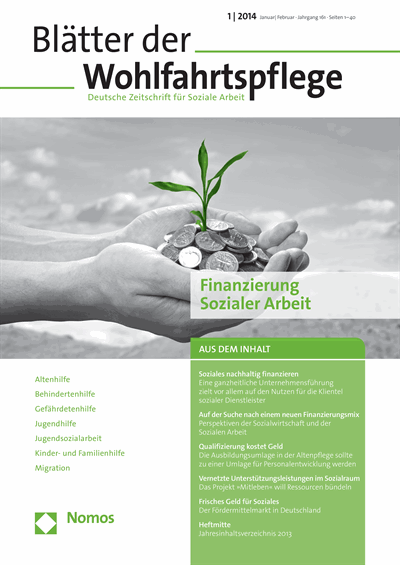 Cover der Ausgabe: Blätter der Wohlfahrtspflege (BdW) Jahrgang 161 (2014), Heft 1