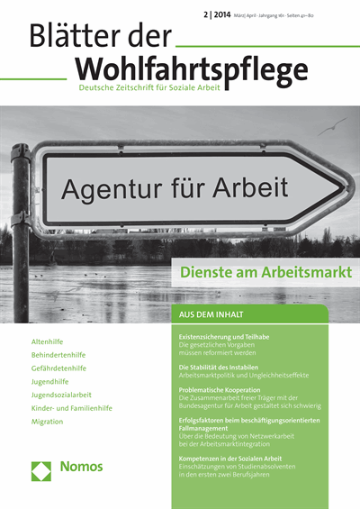 Cover der Ausgabe: Blätter der Wohlfahrtspflege (BdW) Jahrgang 161 (2014), Heft 2