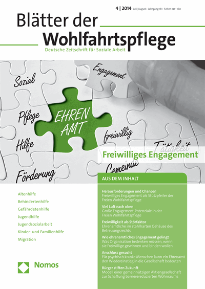 Cover der Ausgabe: Blätter der Wohlfahrtspflege (BdW) Jahrgang 161 (2014), Heft 4