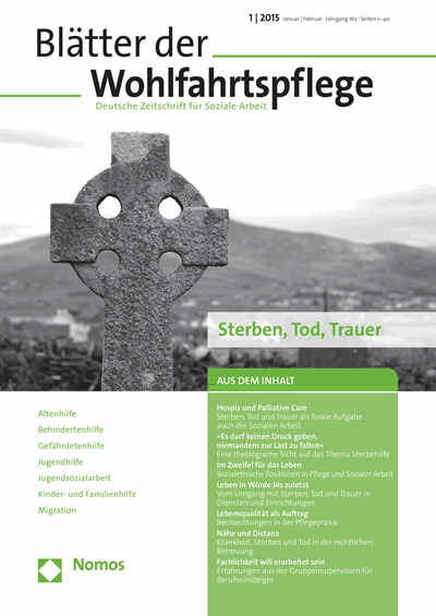 Cover der Ausgabe: Blätter der Wohlfahrtspflege (BdW) Jahrgang 162 (2015), Heft 1