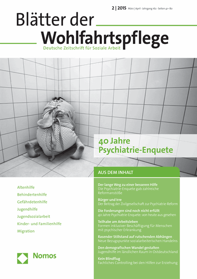 Cover der Ausgabe: Blätter der Wohlfahrtspflege (BdW) Jahrgang 162 (2015), Heft 2