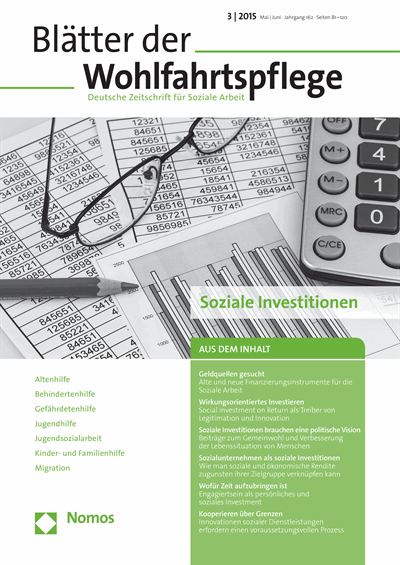 Cover der Ausgabe: Blätter der Wohlfahrtspflege (BdW) Jahrgang 162 (2015), Heft 3
