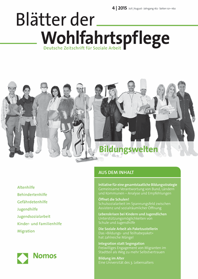 Cover der Ausgabe: Blätter der Wohlfahrtspflege (BdW) Jahrgang 162 (2015), Heft 4
