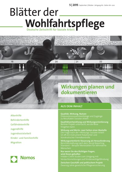 Cover der Ausgabe: Blätter der Wohlfahrtspflege (BdW) Jahrgang 162 (2015), Heft 5