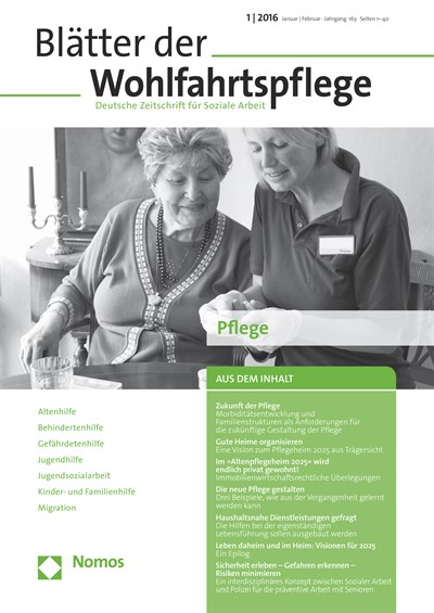 Cover der Ausgabe: Blätter der Wohlfahrtspflege (BdW) Jahrgang 163 (2016), Heft 1