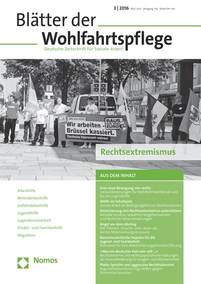 Cover der Ausgabe: Blätter der Wohlfahrtspflege (BdW) Jahrgang 163 (2016), Heft 3