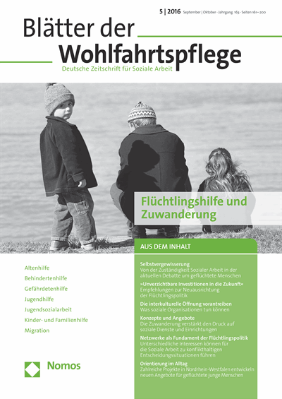 Cover der Ausgabe: Blätter der Wohlfahrtspflege (BdW) Jahrgang 163 (2016), Heft 5