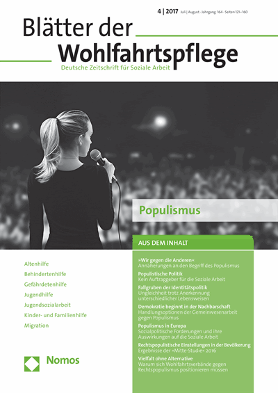 Cover der Ausgabe: Blätter der Wohlfahrtspflege (BdW) Jahrgang 164 (2017), Heft 4