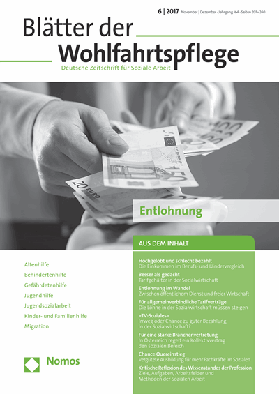 Cover der Ausgabe: Blätter der Wohlfahrtspflege (BdW) Jahrgang 164 (2017), Heft 6