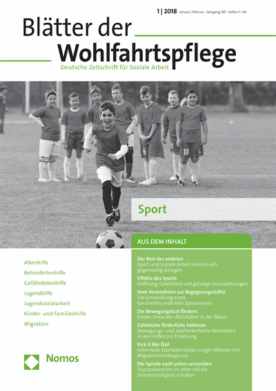 Cover der Ausgabe: Blätter der Wohlfahrtspflege (BdW) Jahrgang 165 (2018), Heft 1
